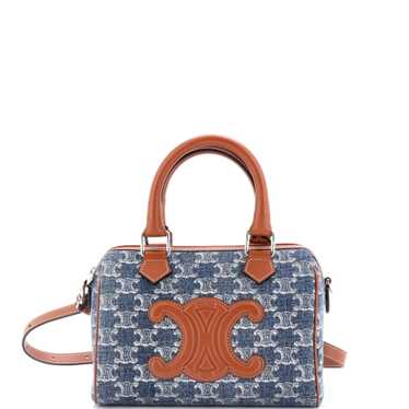 CELINE Cuir Triomphe Boston Bag Triomphe Denim wit