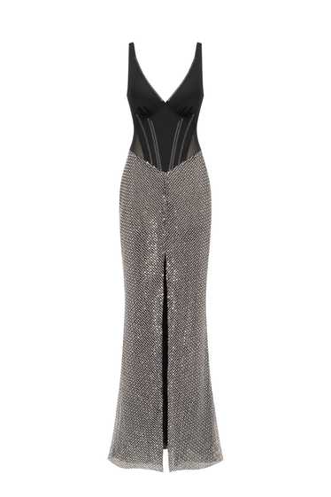 Milla Black corset maxi dress with silver sequined