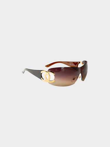 Chanel 2000s Brown Shield Sunglasses