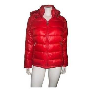 GUESS Womens High-Shine Hooded Puffer Coat Hooded 