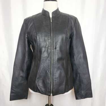 Vintage Y2K Apostrophe Black Leather Jacket SZ 8