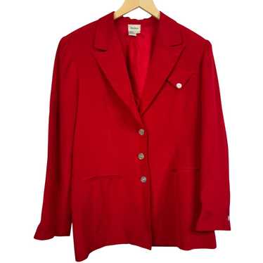 Neiman Marcus Vintage 80's Preppy Red Silk Blazer 