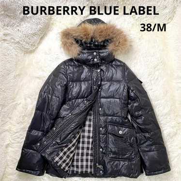 BURBERRY BLUE LABEL ポンチョ ラクーンファー ブラック M Burberry down blue label - Gem