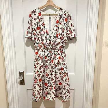 Como Vintage Floral Surplice Midi Dress L