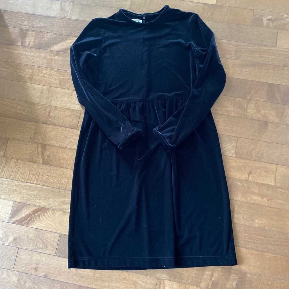 Vintage Talbots long sleeve velvet shift black dr… - image 8