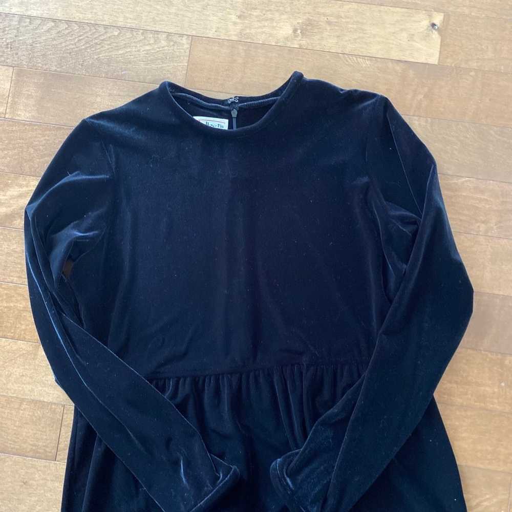 Vintage Talbots long sleeve velvet shift black dr… - image 9