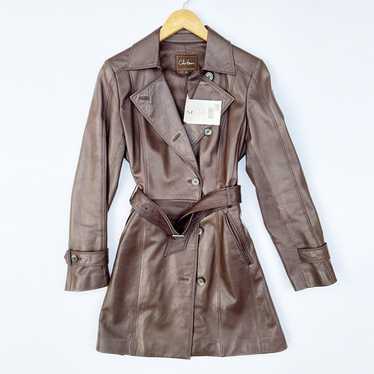 Cole Haan Leather Trench Coat Brown Size 6