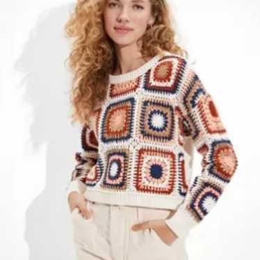 American eagle crochet cropped sweater xs