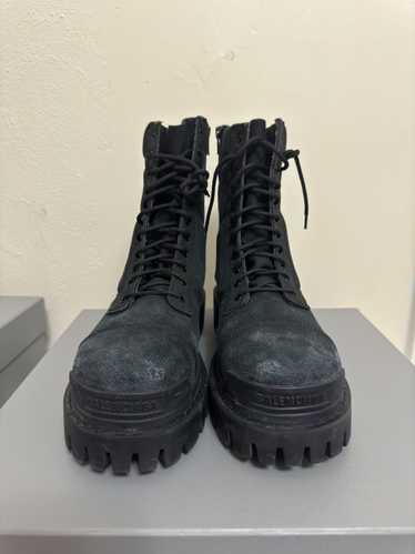 Balenciaga Distressed Canvas Combat Strike Boots