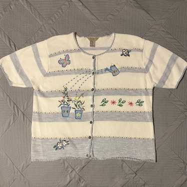 Vintage Teddi Womens Short Sleeve Button Down Card