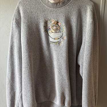 Y2K Vintage 1990s grandma kitty crewneck