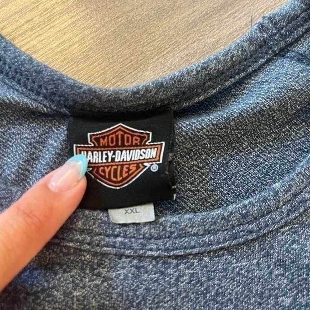 Harley Davidson Motorcycle Blue Casual Shirt Men … - image 2