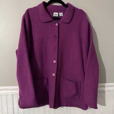 JM Collection Jennifer Moore 100% Wool Cardigan L 