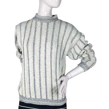 Vintage Garan by Marita knit striped blue and whit