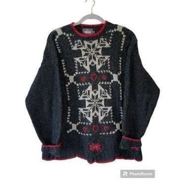 Vintage Woolrich Sweater Hearts Snowflakes Poinset