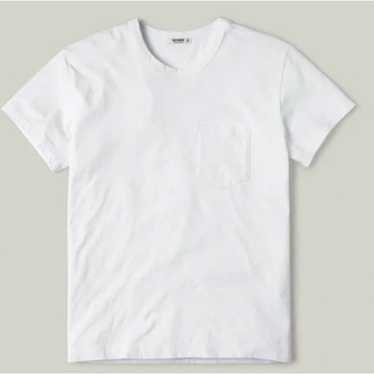 BUCK MASON WHITE SLUB CLASSIC POCKET TEE SZ L