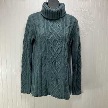 EDDIE BAUER Merino Wool Blend Turtleneck Cable Kni