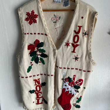 Vintage Bobbie Brooks ugly Christmas sweater vest