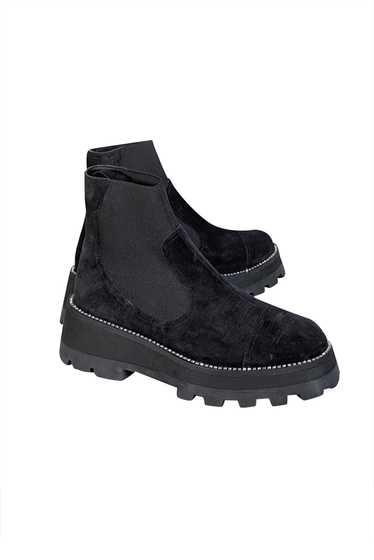 Jimmy Choo - Black Suede Short Boots w/ Rhinestone