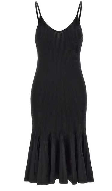 Product Details Khaite Black Ribbed Queen Midi Dre