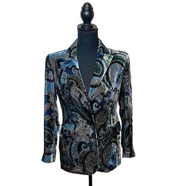 Vintage Dana Buchman Velvet Paisley Blue Petite Bl