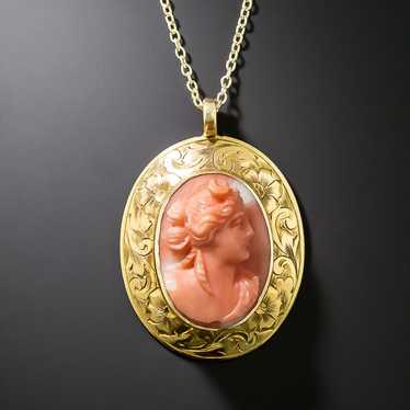 Victorian Coral Cameo Pendant