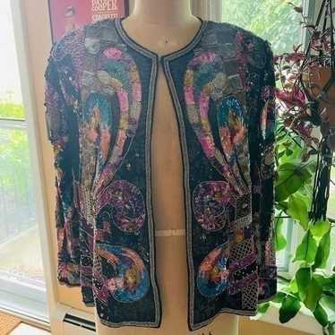 JUDITH ANN | vintage rare beaded bolero jacket S