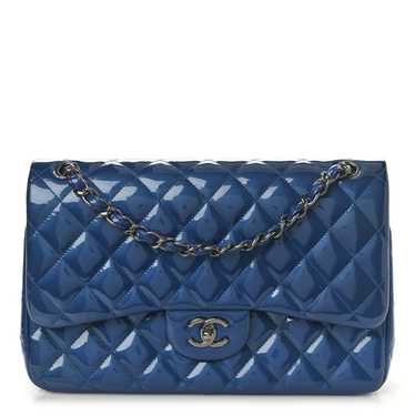 CHANEL Patent Calfskin Quilted Jumbo Double Flap B