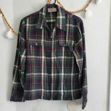 express plaid zip up jacket