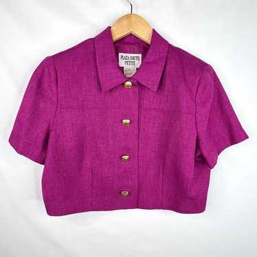 Vintage Plaza South Petite Short Sleeve Purple Cro