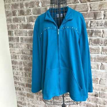 Alfred Dunner Front Zip Jacket 24W Dark Turquoise 