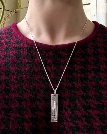 Gucci Sterling Silver Tab Pendant Necklace