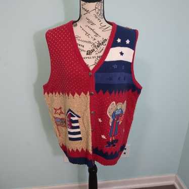 Quacker Factory Vintage Patriotic Vest (Size 1X)