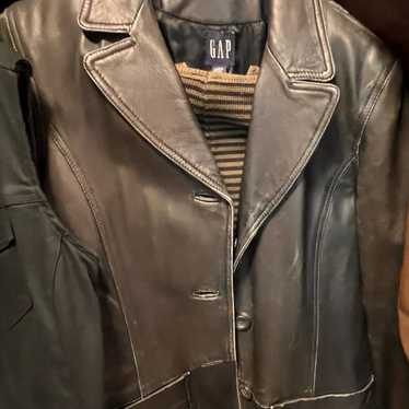 Vintage Gap leather jacket black button front