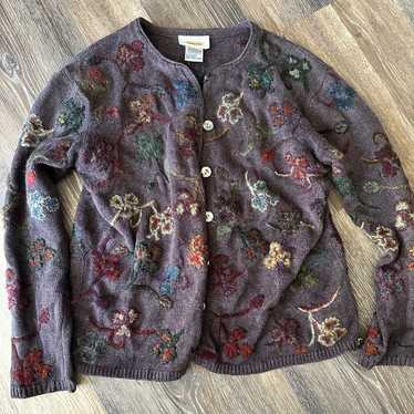 Talbots Floral Button down sweater