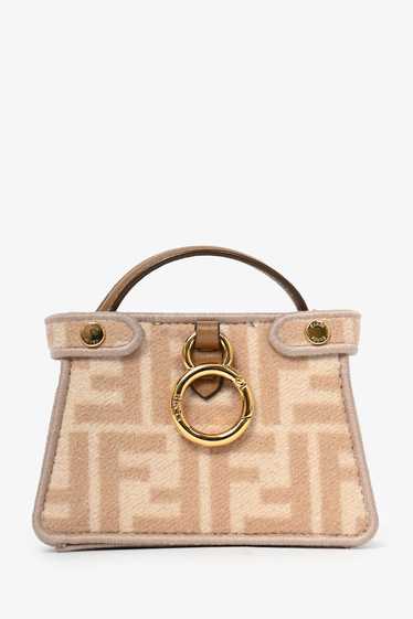 Fendi Beige FF Embroidered Peekaboo Bag Charm