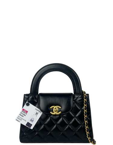 Chanel 2025C Black Calfskin Quilted Nano Kelly Sho