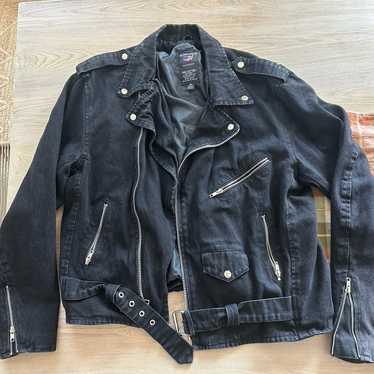 Vintage Oversized Black Biker/Trendy/Jean Jacket