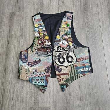 Vintage 90s Route 66 Tapestry Vest Womens Size Lar