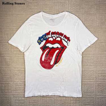 【Vintage】Rolling Stones Band T-shirt White Cracked