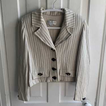 St. John Collection Cream Santana Knit Striped Jac