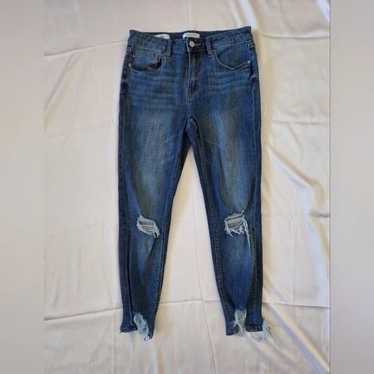 VIGOSS Womens Ace Skinny Distressed Medium Blue Je