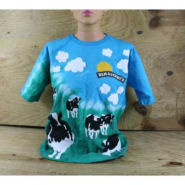 Ben and Jerrys T Shirt Medium Cows Logo Bayside Do