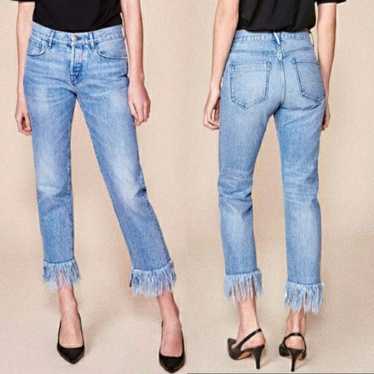 3X1 straight crop fringe jeans 28