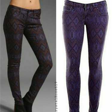 Free People Boho Printed Size 27 Purple Skinny Jea