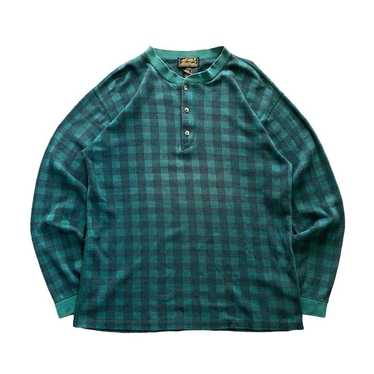 1980s USA Eddie Bauer checkered henley neck T-shir