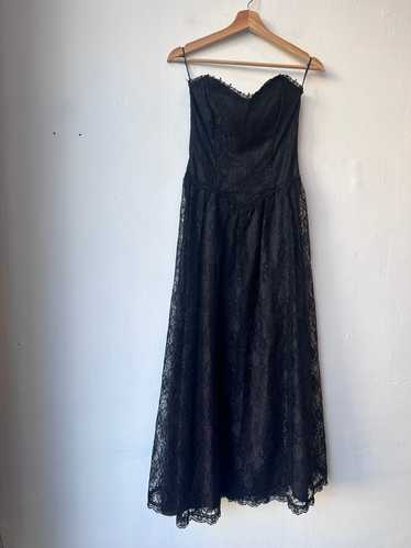 80’s Gunne Sax Strapless Black Lace Dress