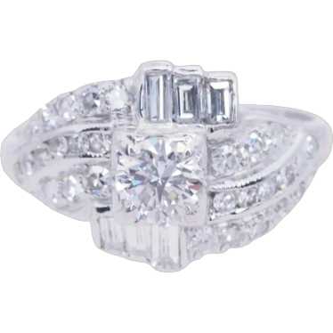 Art Deco 1.11ctw Diamond 18k White Gold Engagement