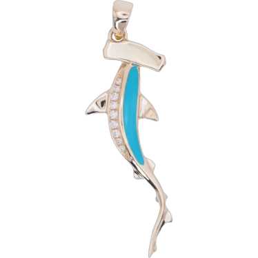 Custom Hammerhead Shark Pendant Enamel & 14K Yello