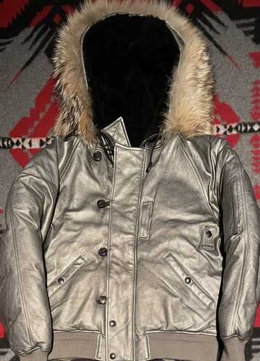 Polo Ralph Lauren Gunmetal Silver Leather Hooded P